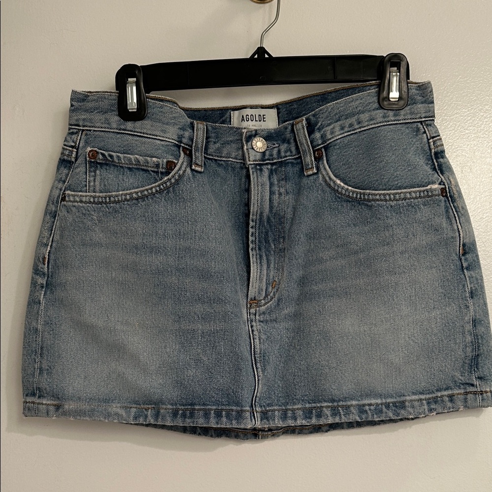 Agolde Women's Light Blue Denim Mini Skirt